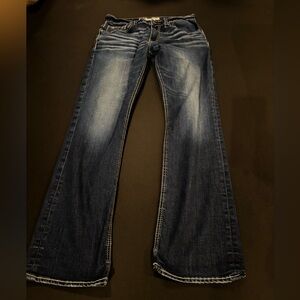 BKE Jake Straight Jeans 31R Buckle Medium Wash Distressed Y2K